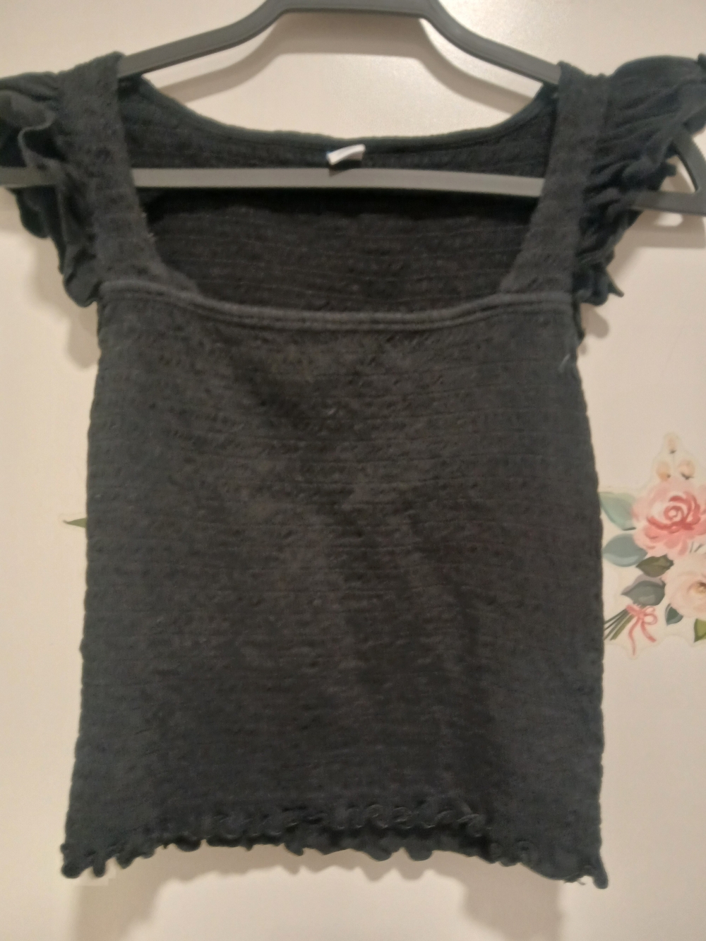 Old Navy Black Ruffled Square-Neck Tank
